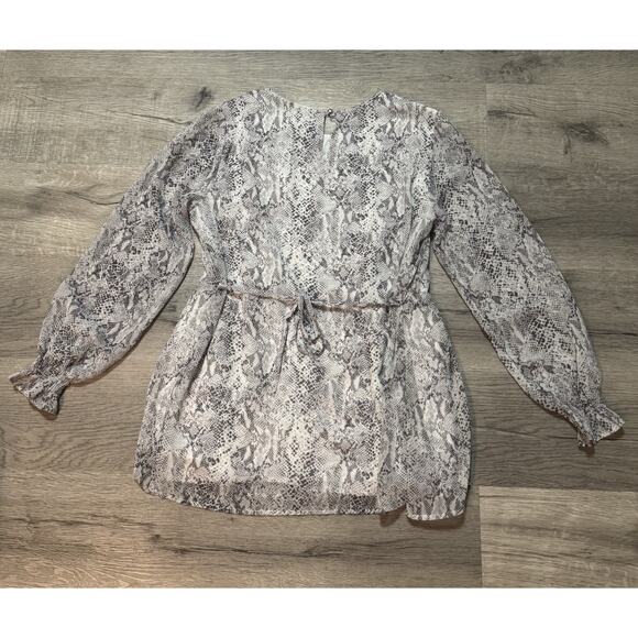Seraphine Maternity And Nursing Blouse US 10 Snake print White Gray Zippers EUC - Picture 12 of 13